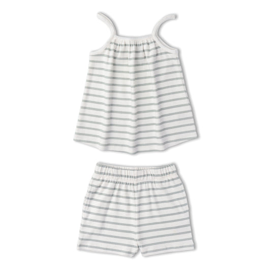 Organic Tank Top & Shorts Set - Fog Stripes