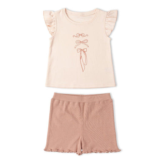Organic Sleeveless Flutter Top & Shorts Set - Bows