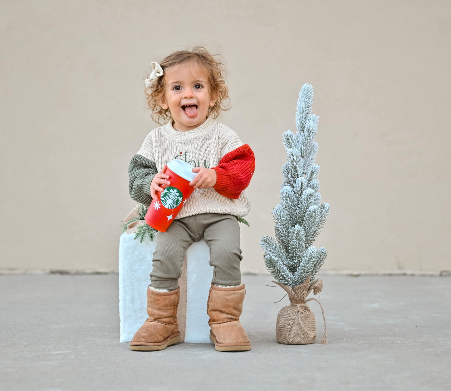 Custom Embroidered Christmas Colorblock Knit Sweater