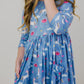 Blue Moon 3/4 Sleeve Pocket Twirl Dress