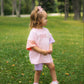 Custom Embroidered Colorblock Tee and Biker Shorts Set - Pink & Purple Set