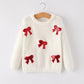 Winter Christmas Girls Bow Sequins Pullover Sweater