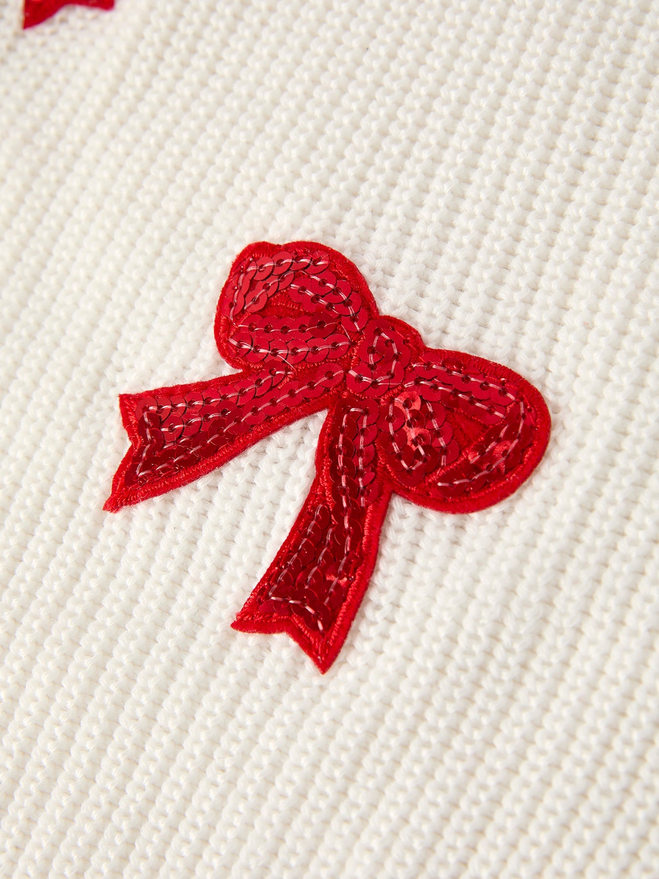 Winter Christmas Girls Bow Sequins Pullover Sweater