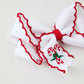 Christmas Candy Cane Embroidered Bow Hair Clip