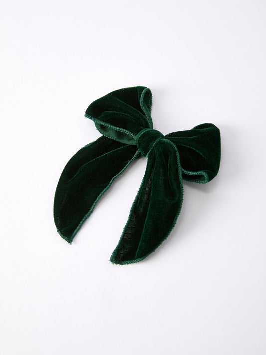 Christmas Velvet Green Bow Hair Clip