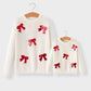 Winter Christmas Girls Bow Sequins Pullover Sweater