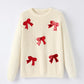 Winter Christmas Girls Bow Sequins Pullover Sweater