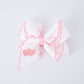 Valentine's Day Heart Embroidered White Girls Bow Hairpin 4 Inch