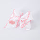 Valentine's Day Heart Embroidered White Girls Bow Hairpin 4 Inch