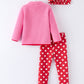 Valentine Pink Sherpa Heart Top with Red Heart Leggings and Bow Headband