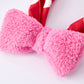 Valentine Pink Sherpa Heart Top with Red Heart Leggings and Bow Headband