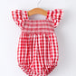 Summer Plaid Smocked Ruffle Girl Romper Sibling Outfits