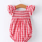 Summer Plaid Smocked Ruffle Girl Romper Sibling Outfits