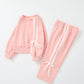 Girls Bow Trim Sweatshirt and Pants Set