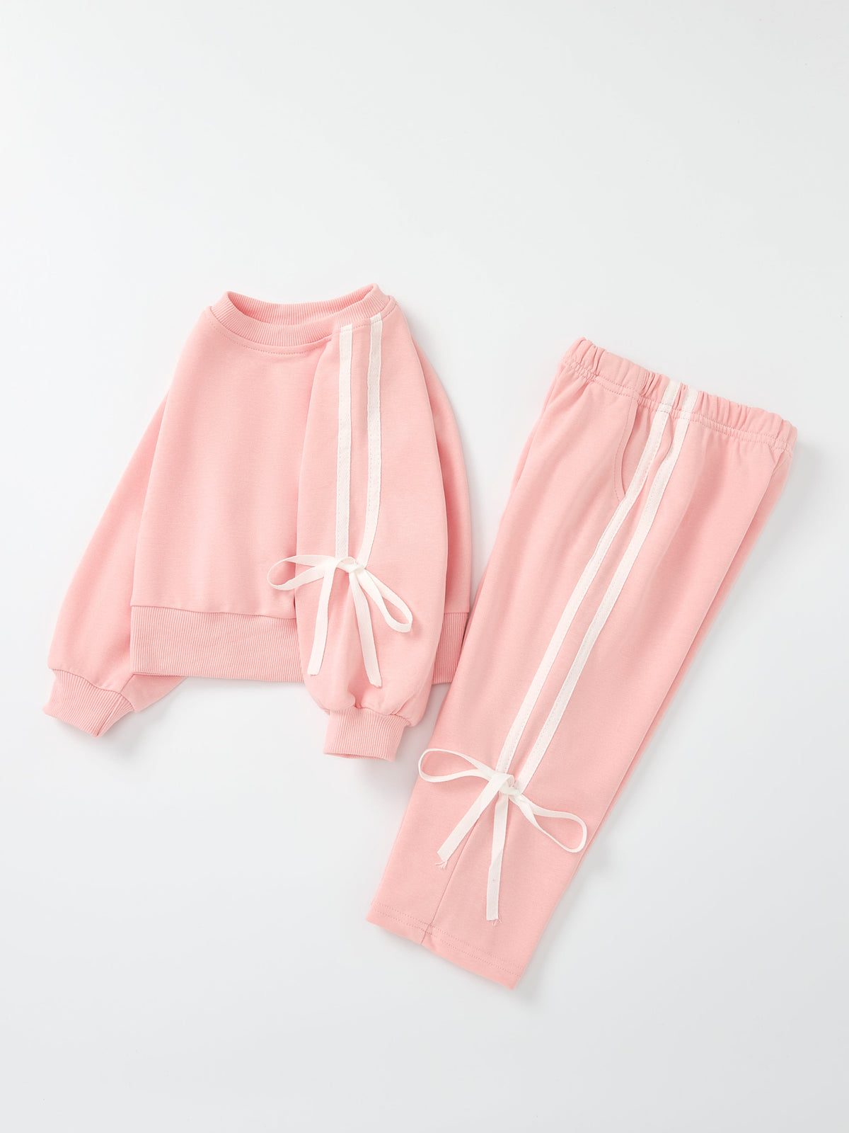 Girls Bow Trim Sweatshirt and Pants Set