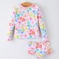 Summer Floral Girls Long Sleeve Swim Set