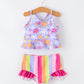 Summer Rainbow Striped Girls Two Piece Swimsuit