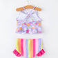 Summer Rainbow Striped Girls Two Piece Swimsuit