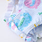 Summer Seahorse Print Girl Long Sleeve Ruffle One Piece Swimsuit