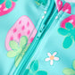 Summer Strawberry Print Girl Long Sleeve Ruffle One Piece Swimsuit