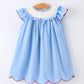 4th of July American Flag Girls Dress Ruffle Collar Scallop Hem