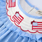 4th of July American Flag Girls Dress Ruffle Collar Scallop Hem