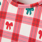 Christmas Girls Candy Cane & Bow Plaid Twirl Dress