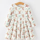 Girls Reindeer Christmas Twirl Long Sleeve Dress