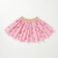 Girls Pink Christmas Santa Candy Cane Print Tutu Skirt