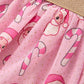 Girls Pink Christmas Santa Candy Cane Print Tutu Skirt