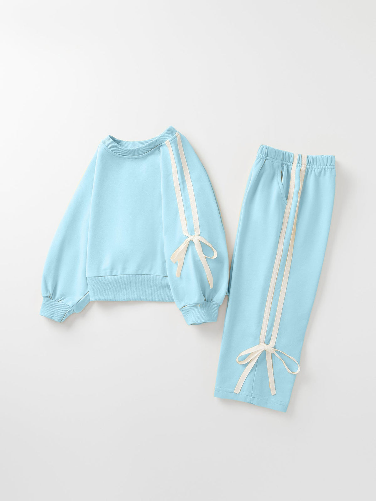 Girls Bow Trim Sweatshirt and Pants Set