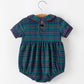 Christmas Baby Boys Plaid Smocked Peter Pan Collar Bubble Romper