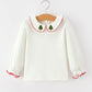 Girls Christmas Tree Embroidered Cotton Top & Corduroy Romper Set