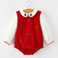 Girls Christmas Tree Embroidered Cotton Top & Corduroy Romper Set