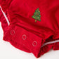 Girls Christmas Tree Embroidered Cotton Top & Corduroy Romper Set