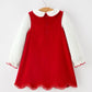 Girls Christmas Tree Embroidered Corduroy Dress & Cotton Top Set
