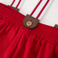 Christmas Boys Christmas Tree Truck Print Shirt & Red Suspender Pants Set