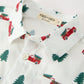 Christmas Boys Christmas Tree Truck Print Shirt & Red Suspender Pants Set