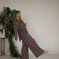 Women's Bamboo Button Up Lounge Set | Holiday Stripe