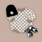 Bubble Romper | Checkered Smiley Latte