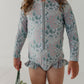 Girl's One-Piece Ruffle Rash Guard Swimsuit