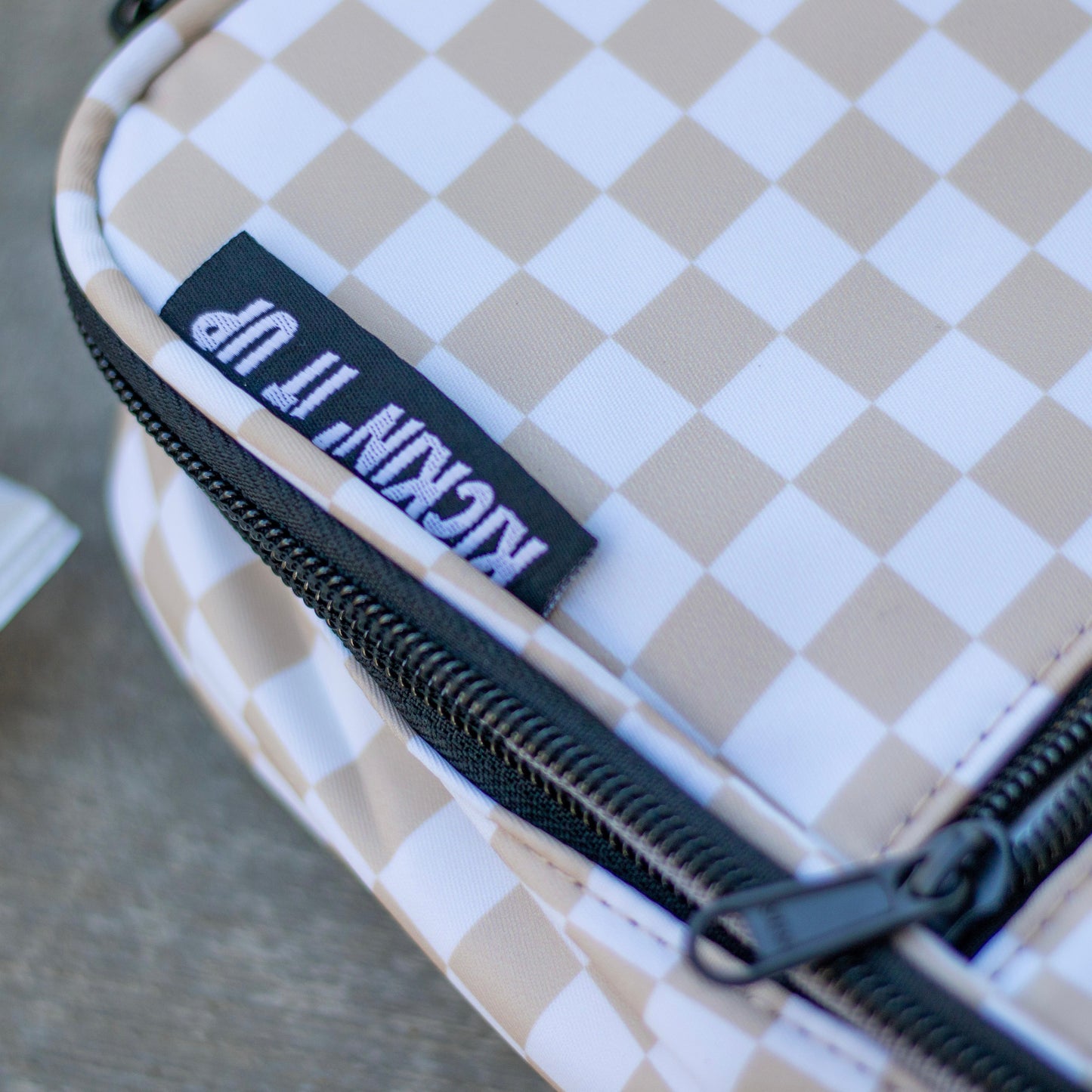 Tan Checkered Lunch Box