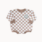 Bubble Romper | Checkered Smiley Latte