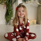Girl's Bamboo Button Up Lounge Set | Vintage Santa