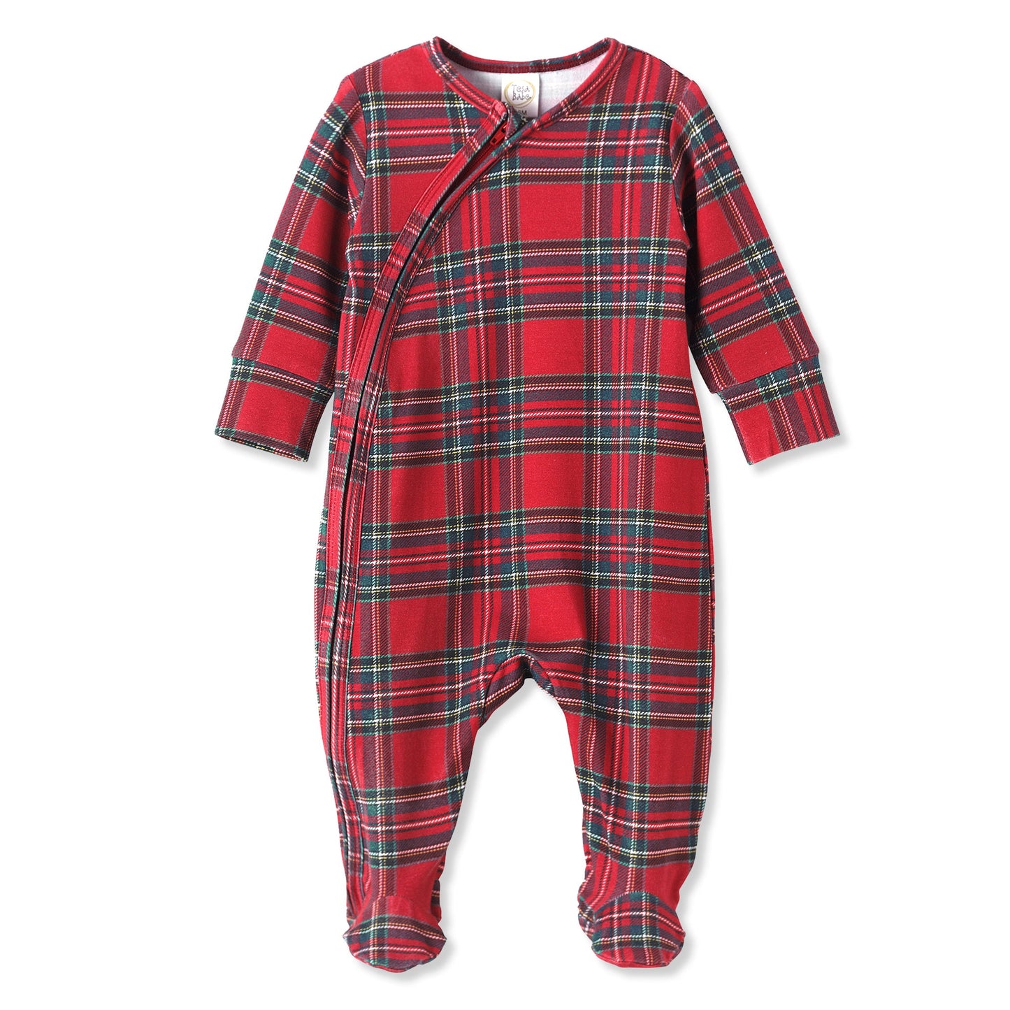 Christmas Bamboo Baby Zipper Romper – Classic Holiday Tartan Plaid