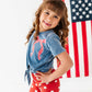 RED Stripe Bow (navy shirt) | Girls Tie-Front Shirt