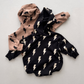 Hooded Bubble Romper  |  Black Bolts