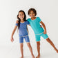 TURQUOISE | Tee + Biker Shorts RIB SET