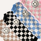 Bubble Romper | Checkered Smiley Blue