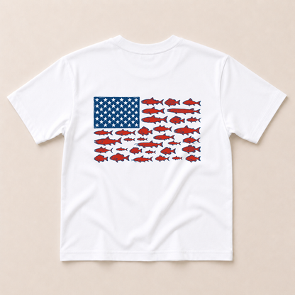 USA Fish Flag Tee or T-Shirt Romper - more colors